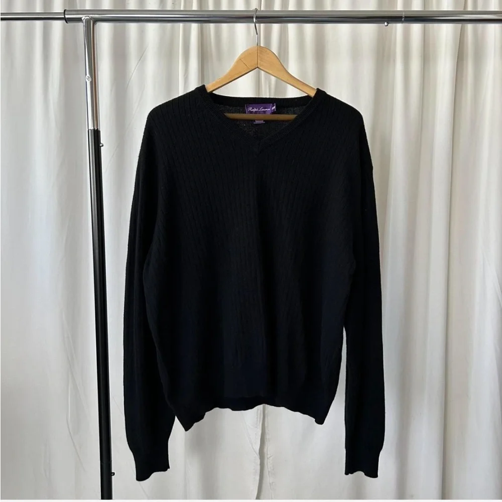 Vintage Ralph Lauren Purple Label V-neck sweater 100% Cashmere. - Picture 2 of 10